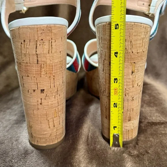 Kate Spade New York Grace Striped Raffia Platform Sandals 9B - Picture 8 of 9